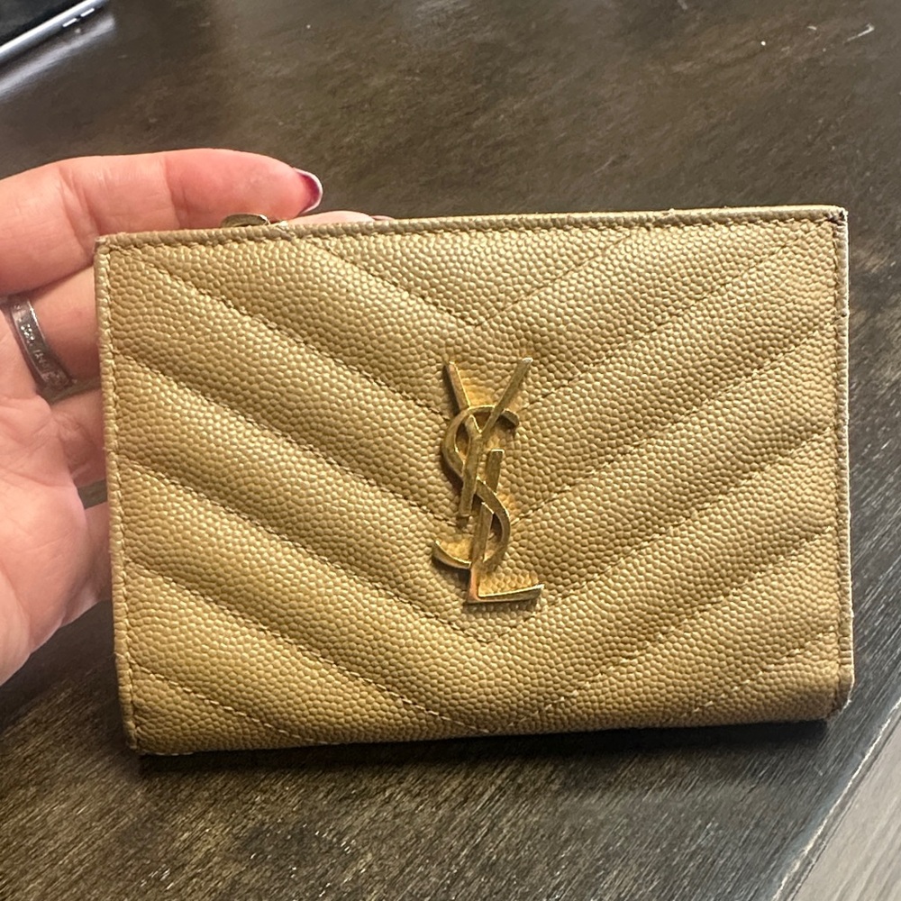 Yves Saint Laurent Gold Quilted Wallet